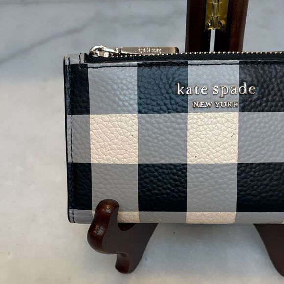 KATE SPADE Bradley Gingham Print Leather Bifold Wallet - Picture 2 of 16